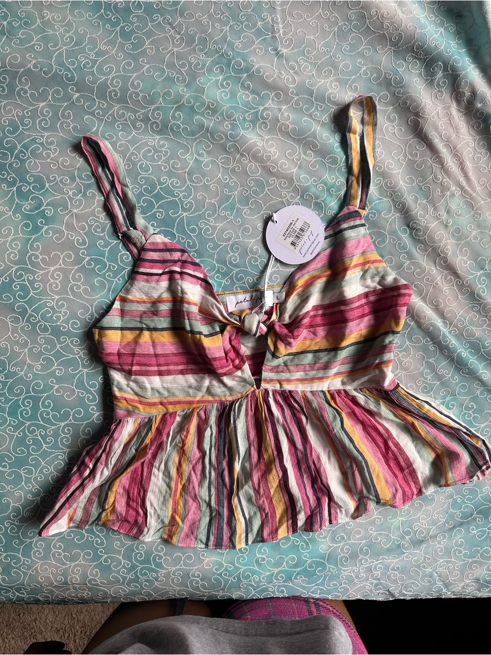 Petal & Pup Multicolor Striped Tie-Front Peplum Camisole